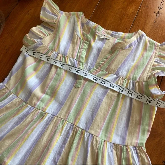 Roller Rabbit 100% cotton Rainbow Striped Ruffle Sleeve Dress size XS - Picture 5 of 8